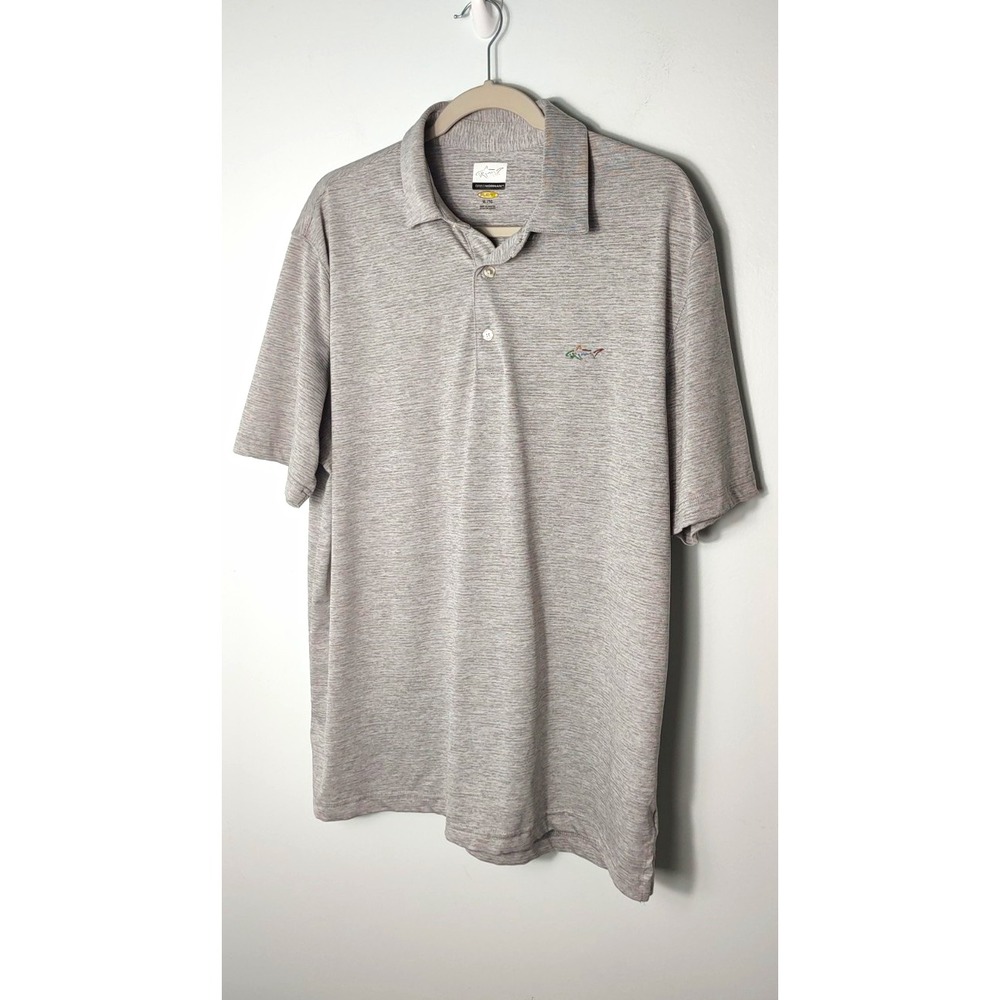 Greg Norman Play Dry Golf Polo Shirt Mens XL Gray Short Sleeve Shark Logo